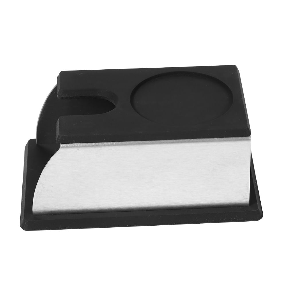 Coffee Tamper Holder Coffee Powder Maker Stand Rack Tool Stainless Steel Silicone (Black)