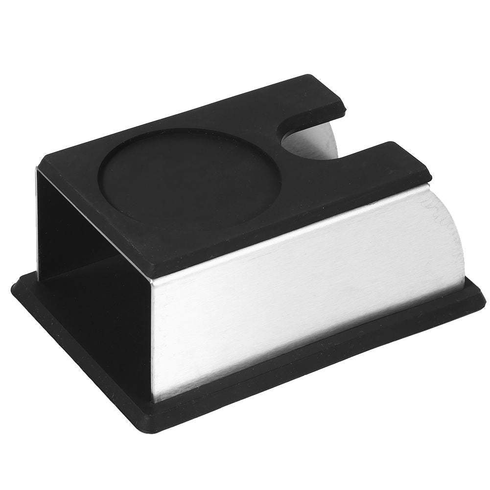 Coffee Tamper Holder Coffee Powder Maker Stand Rack Tool Stainless Steel Silicone (Black)