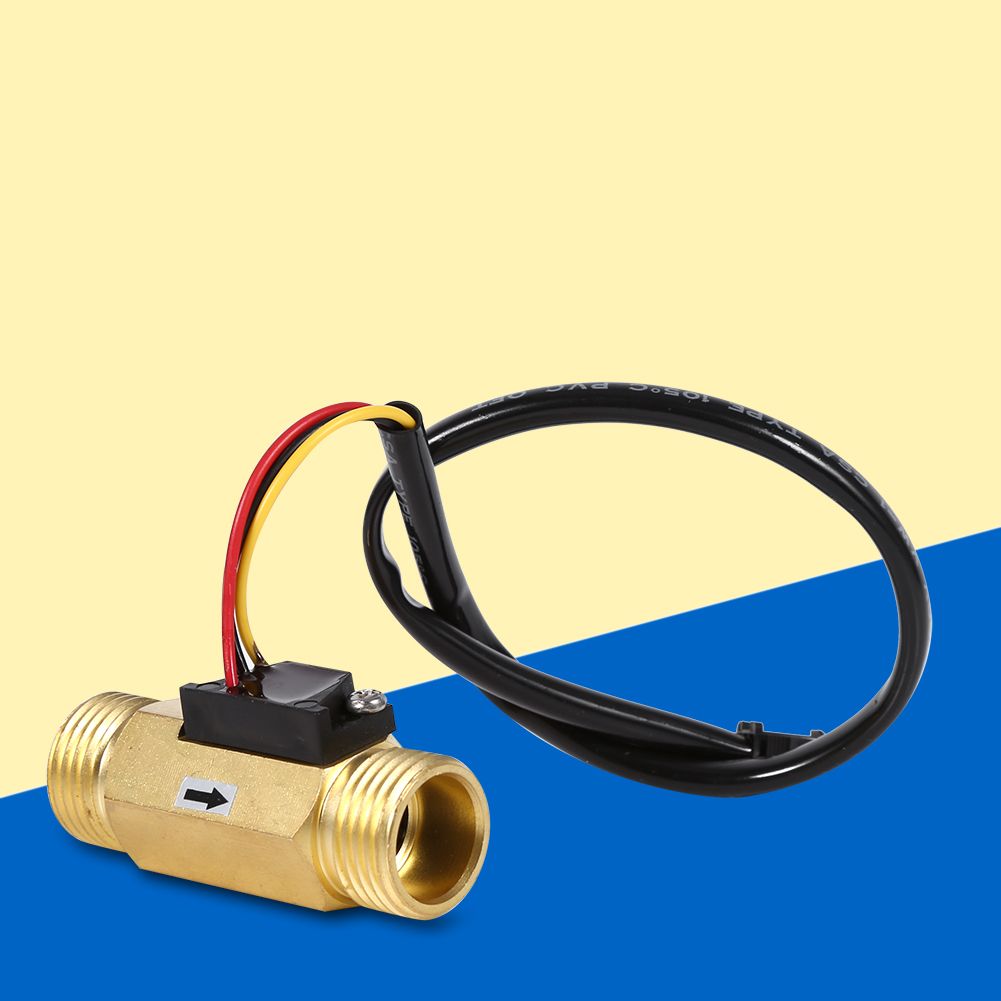 1Pc New G1/2" Copper Hall Effect Liquid Water Flow Sensor Switch Flowmeter Meter 1-30L/min