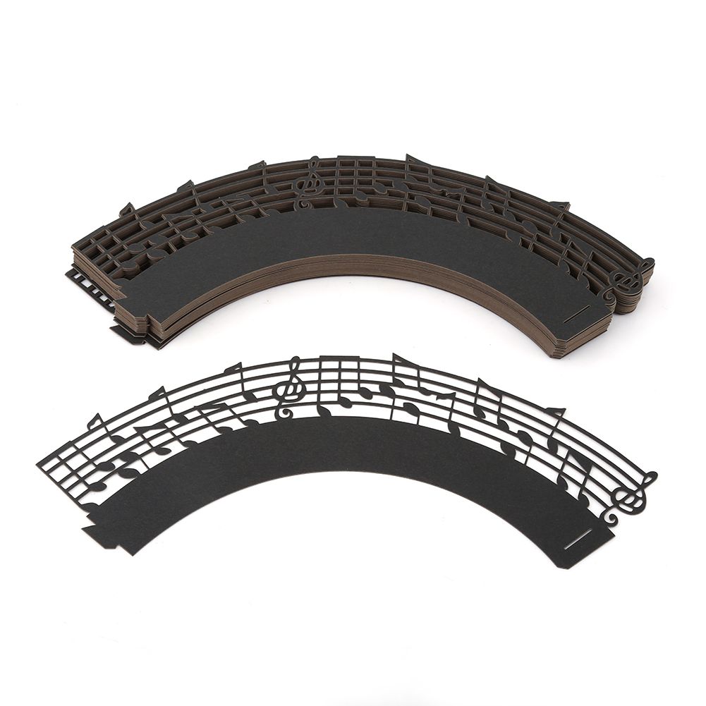 50Pcs Cupcake Papper Wrapper Musical Notes Hollow Out Wedding Birthday Party Decoration Black