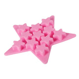 Five Star Shaped Cool Silicone Ice Cube Tray Freeze Mold Maker Tools for Club Bar Party (Pink) - Front View