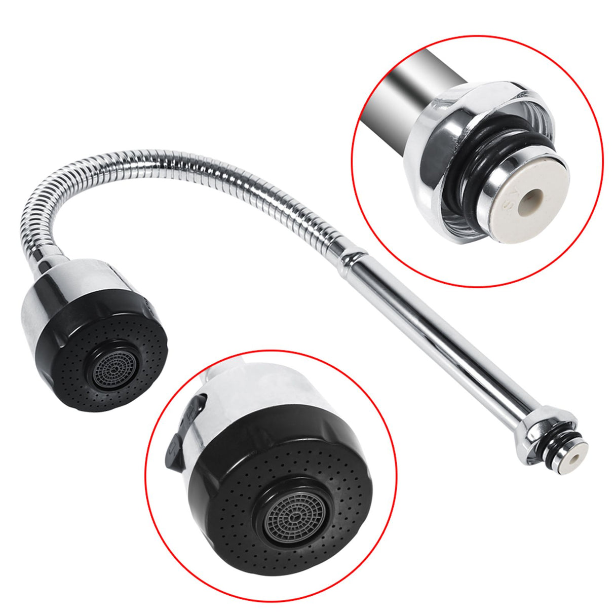 1x 304 Stainless Steel Swivel Spout Kitchen Sink Faucet Pipe Fittings Single Handle Connection