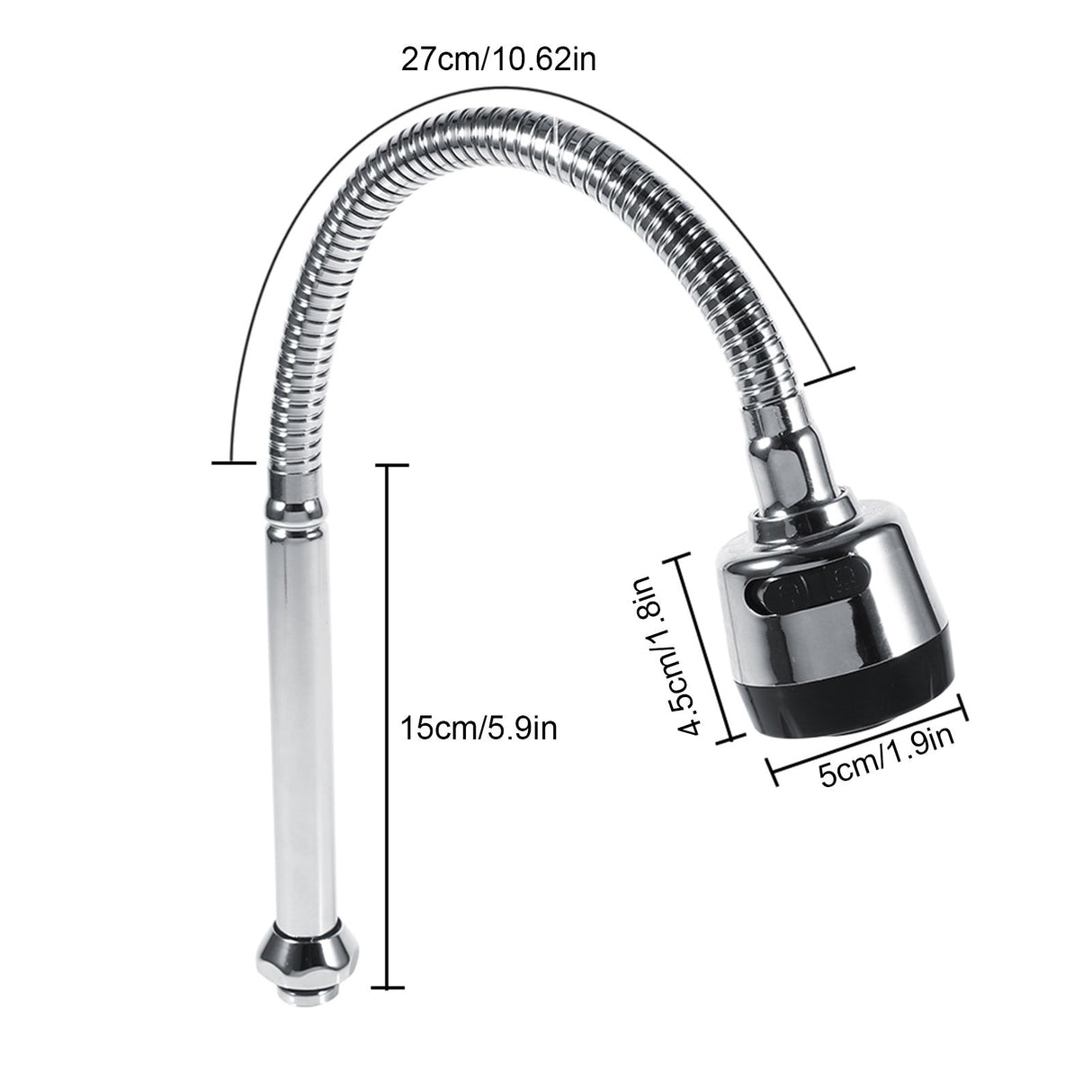 1x 304 Stainless Steel Swivel Spout Kitchen Sink Faucet Pipe Fittings Single Handle Connection
