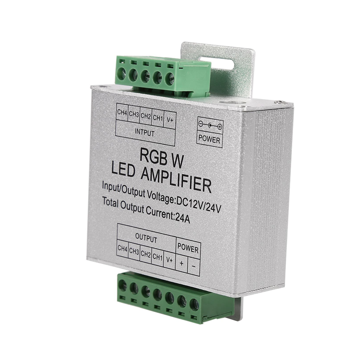 DC12-24V 24A RGBW Signal Amplifier 4 Channel Output Circuit Aluminum Shell LED Strip Controller