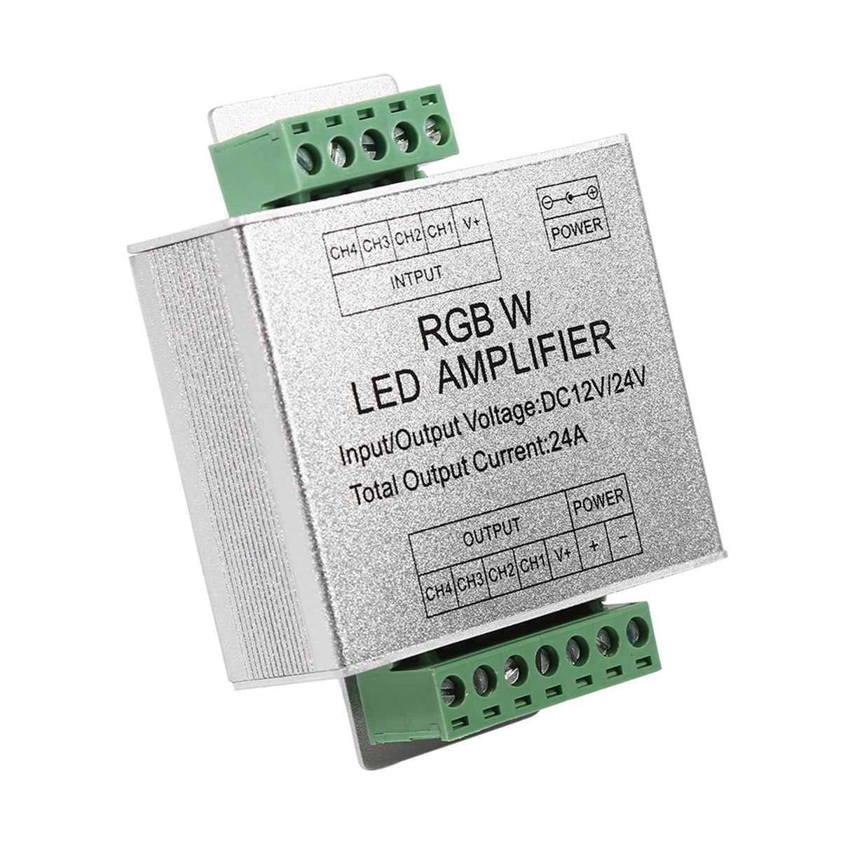 DC12-24V 24A RGBW Signal Amplifier 4 Channel Output Circuit Aluminum Shell LED Strip Controller