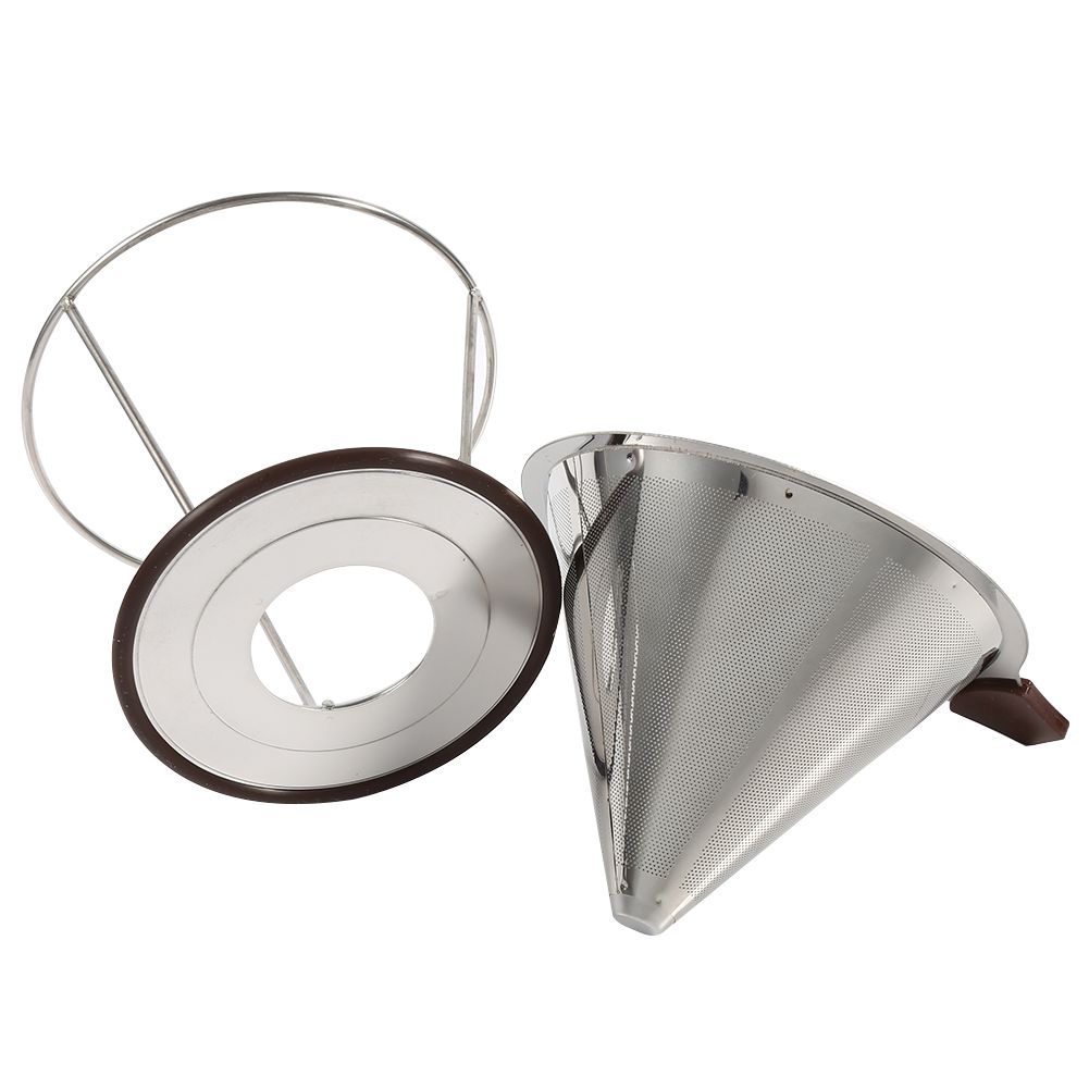 1x Portable 304 Stainless Steel Drip Dripper Double Layer Mesh Coffee Cone Filter Holder Infuse