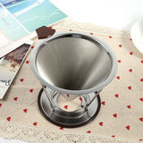 1x Portable 304 Stainless Steel Drip Dripper Double Layer Mesh Coffee Cone Filter Holder Infuse