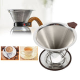 1x Portable 304 Stainless Steel Drip Dripper Double Layer Mesh Coffee Cone Filter Holder Infuse