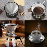 1x Portable 304 Stainless Steel Drip Dripper Double Layer Mesh Coffee Cone Filter Holder Infuse - Extra Image