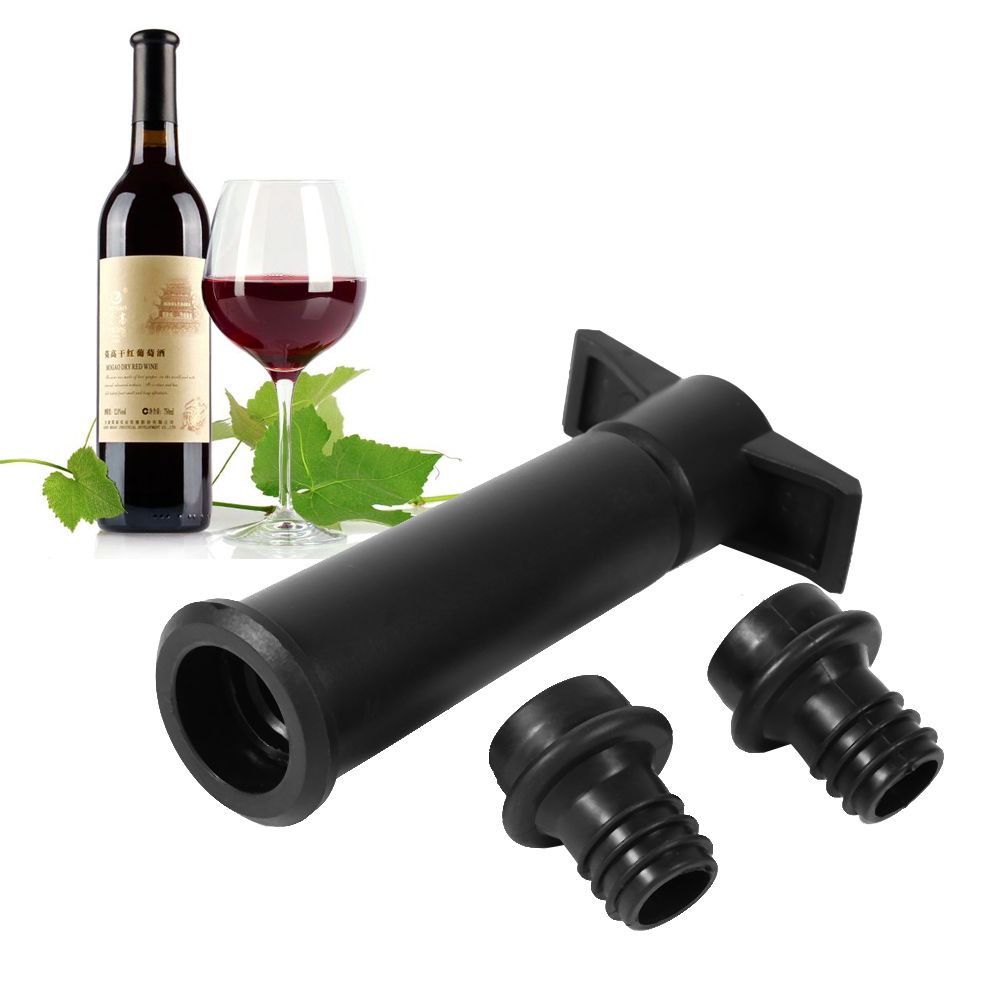 1Set Bottle Vacuum Sealed W/2 Wine Storage Bottle Stoppers Pump Preserver Air Sealer Plug