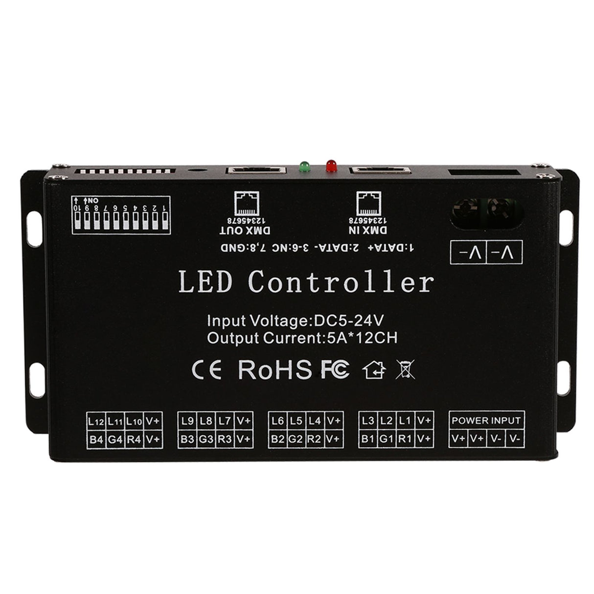 DC5V-24V 6 Channel RGB LED Controller DMX Decoder Driver Strip Module Black Color