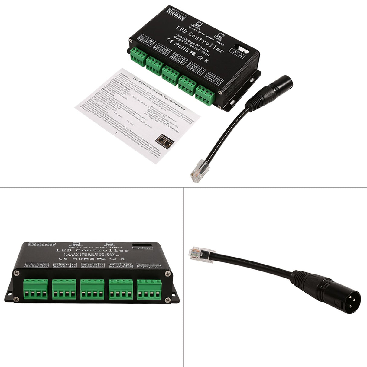 DC5V-24V 6 Channel RGB LED Controller DMX Decoder Driver Strip Module Black Color
