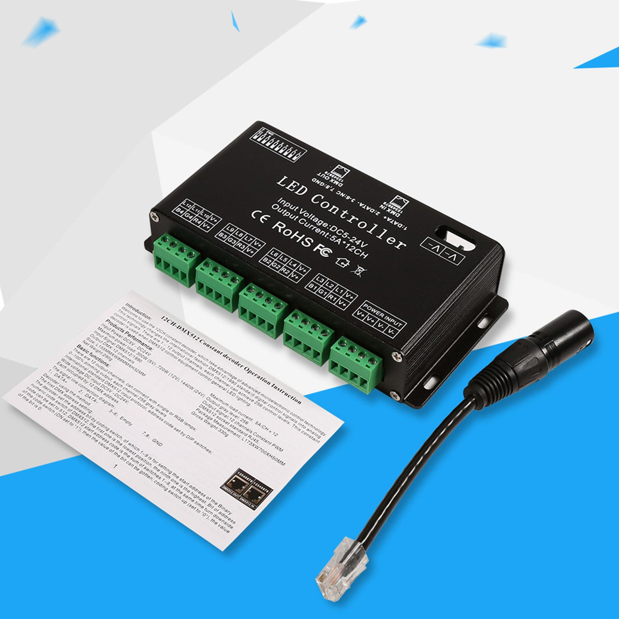 DC5V-24V 6 Channel RGB LED Controller DMX Decoder Driver Strip Module Black Color
