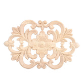 1Pc Wood Carved Onlay Applique Unpainted Furniture for Home Door Cabinet Decoration (22 x 14cm)
