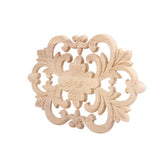 1Pc Wood Carved Onlay Applique Unpainted Furniture for Home Door Cabinet Decoration (22 x 14cm) - Front View
