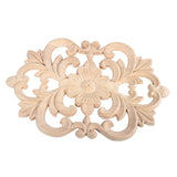 1Pc Wood Carved Onlay Applique Unpainted Furniture for Home Door Cabinet Decoration (22 x 14cm) - Top-Down View