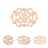 1Pc Wood Carved Onlay Applique Unpainted Furniture for Home Door Cabinet Decoration (22 x 14cm) - Rear View