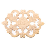 1Pc Wood Carved Onlay Applique Unpainted Furniture for Home Door Cabinet Decoration (30 x 19cm)