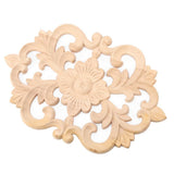 1Pc Wood Carved Onlay Applique Unpainted Furniture for Home Door Cabinet Decoration (30 x 19cm)