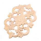 1Pc Wood Carved Onlay Applique Unpainted Furniture for Home Door Cabinet Decoration (30 x 19cm)