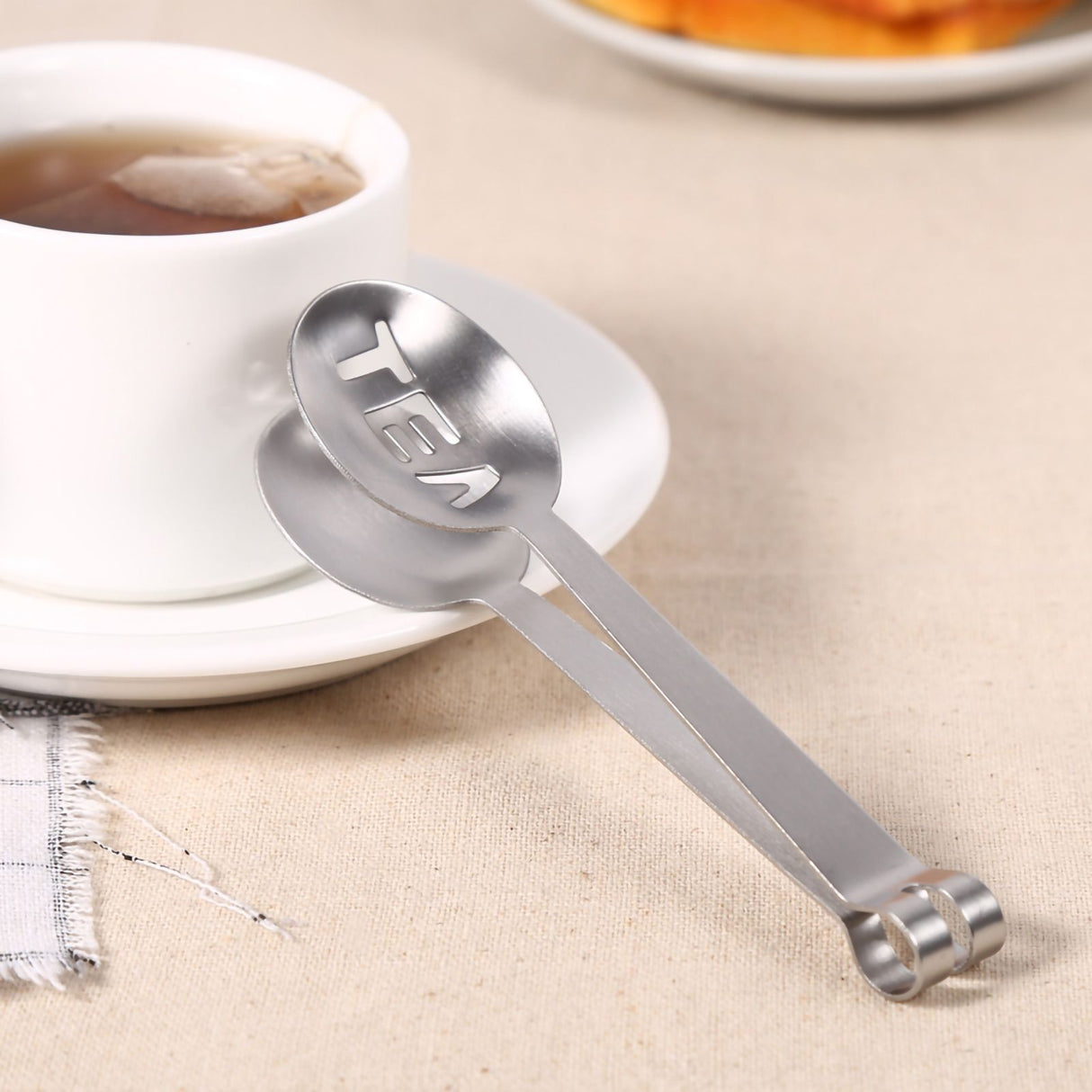 12CM Lightweight Stainless Steel Teabag Tongs Squeezer Strainer Grip Home Kitchen Craft Tool