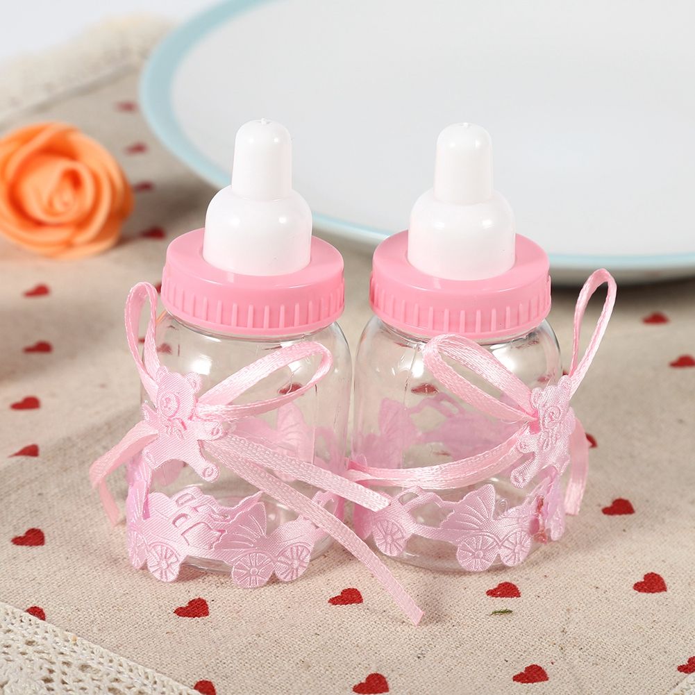 Candy Chocolate Bottles Box For Baby Shower Party Favors Gifts Decorations (12pcs Pink)