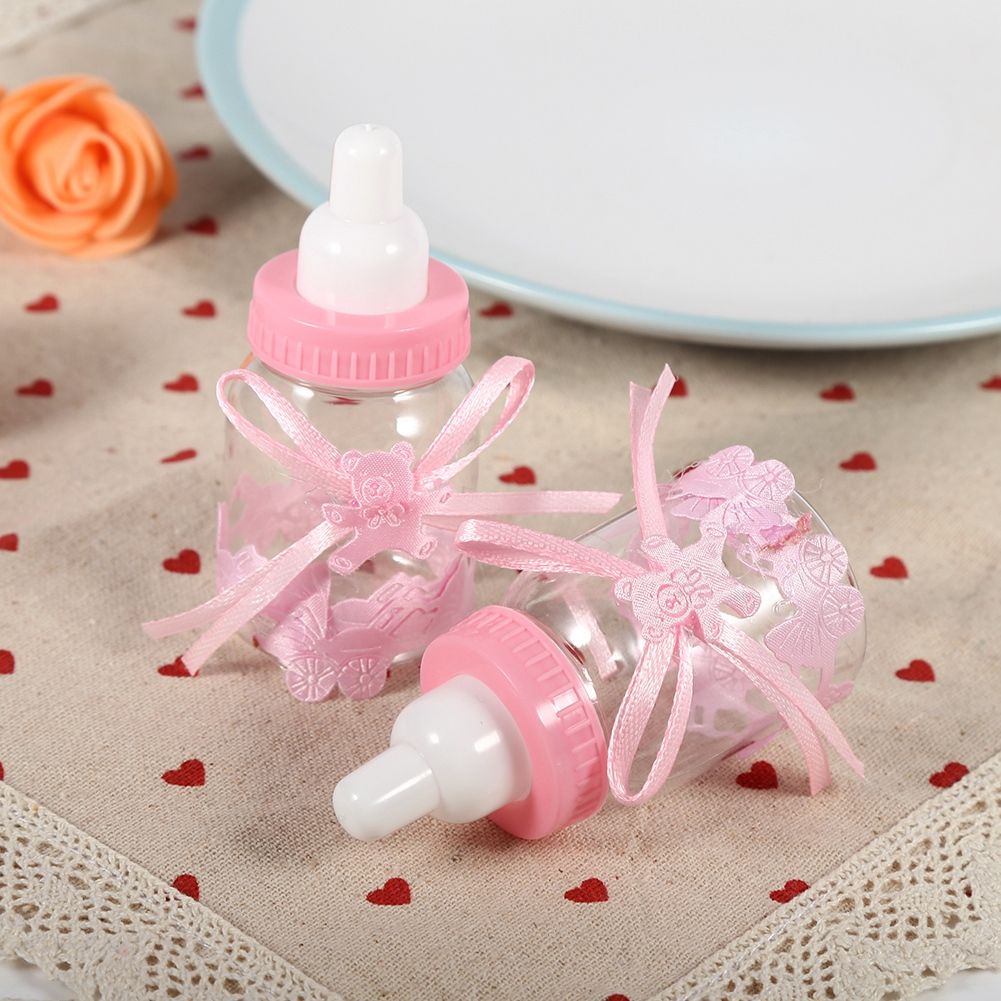 Candy Chocolate Bottles Box For Baby Shower Party Favors Gifts Decorations (12pcs Pink)
