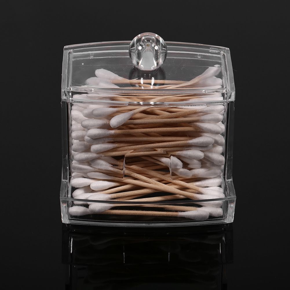 Practical Cotton Swab Q tip Makeup Storage Organizer Box Cosmetic Transparent Holder Case