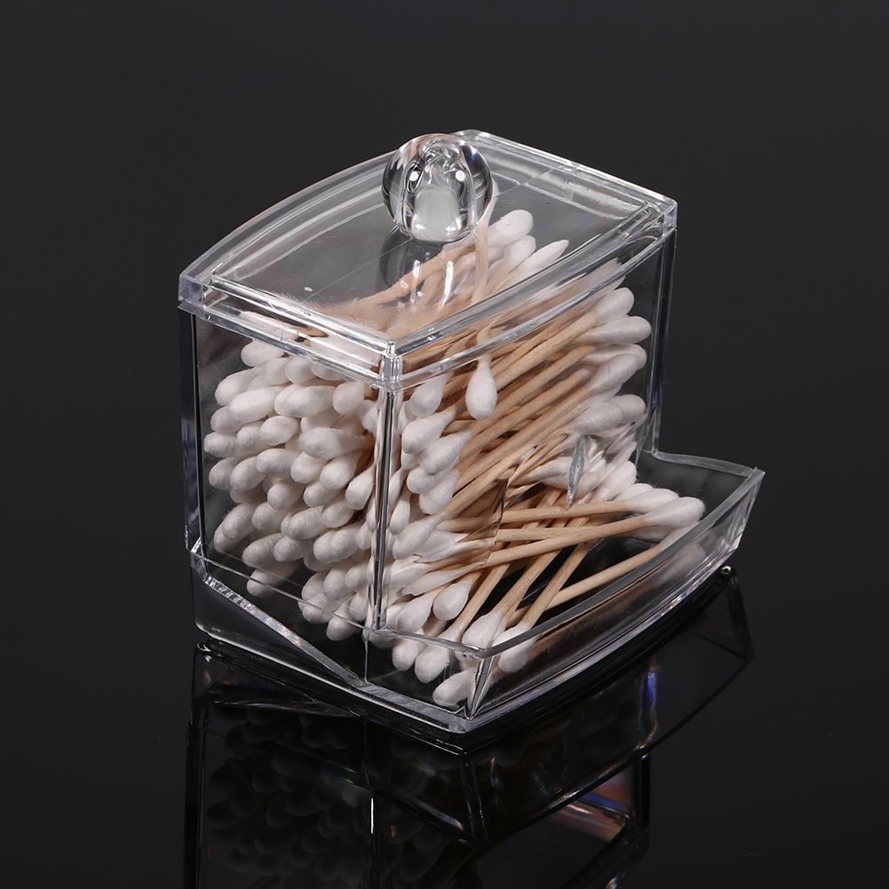 Practical Cotton Swab Q tip Makeup Storage Organizer Box Cosmetic Transparent Holder Case