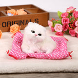Super Cute Mini Simulation Sounding Sitting Kittens Cats Plush Toys Doll Christmas Gift White - Top-Down View