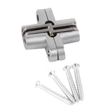 180 Degree Zinc Alloy Invisible Folding Door Cross Hidden Hinges (43.7mm) - Front View