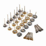 36pcs Brass Steel Wire Brush Set Pen Cup Wheel Shaped Polishing Cleaning Rotary Tools Full Kit - Front View