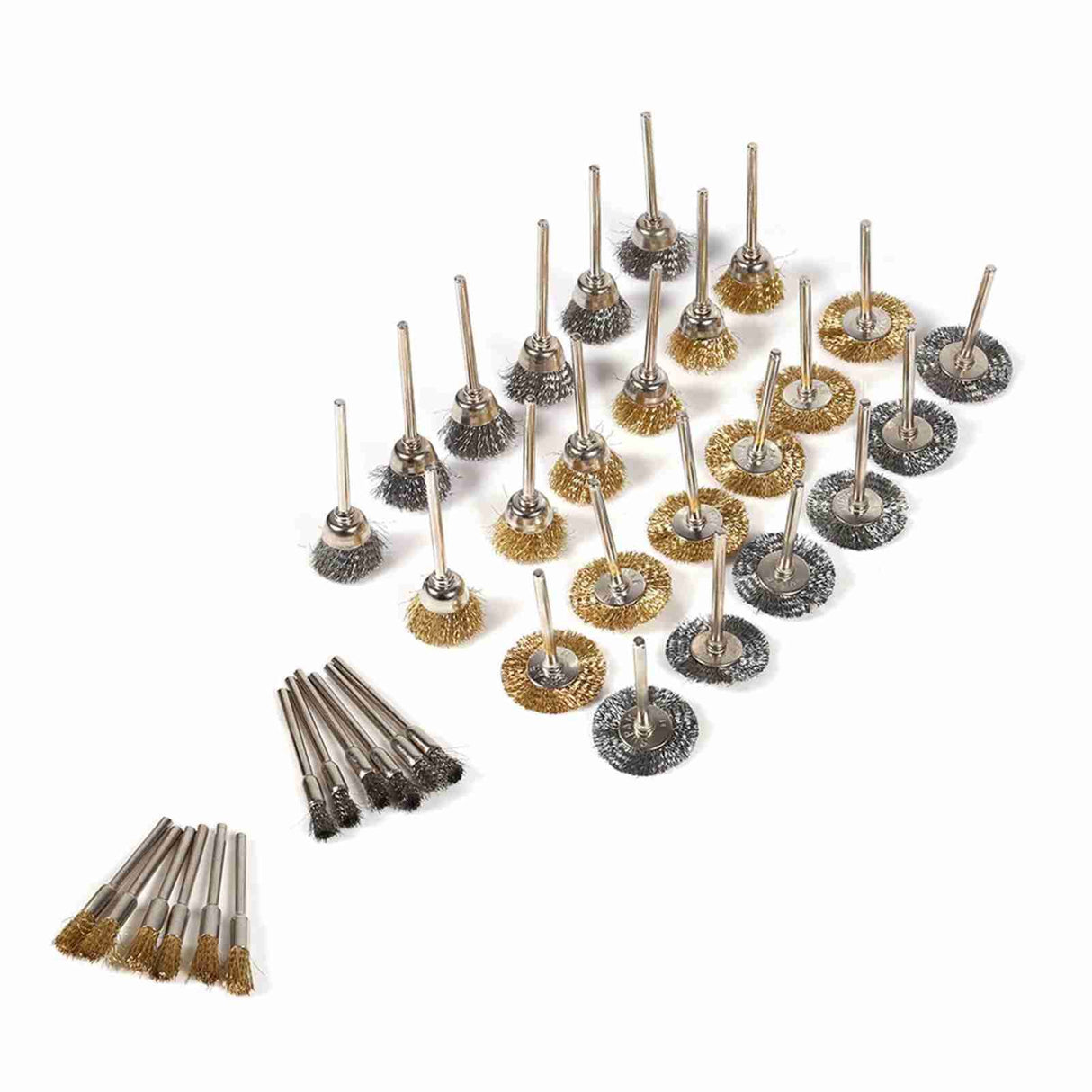 36pcs Brass Steel Wire Brush Set Pen Cup Wheel Shaped Polishing Cleaning Rotary Tools Full Kit