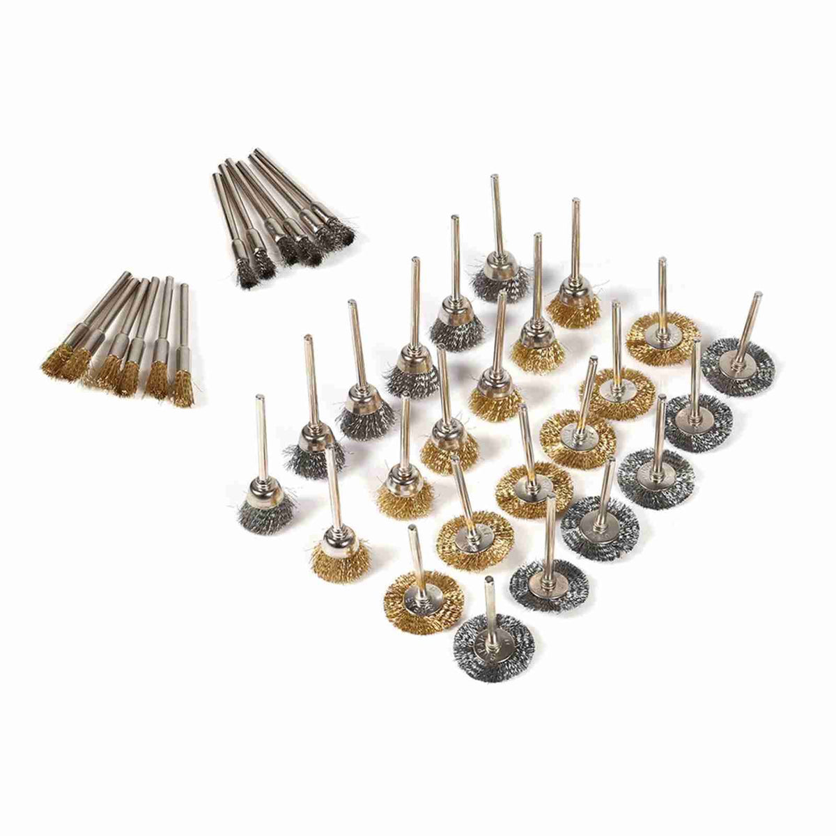 36pcs Brass Steel Wire Brush Set Pen Cup Wheel Shaped Polishing Cleaning Rotary Tools Full Kit