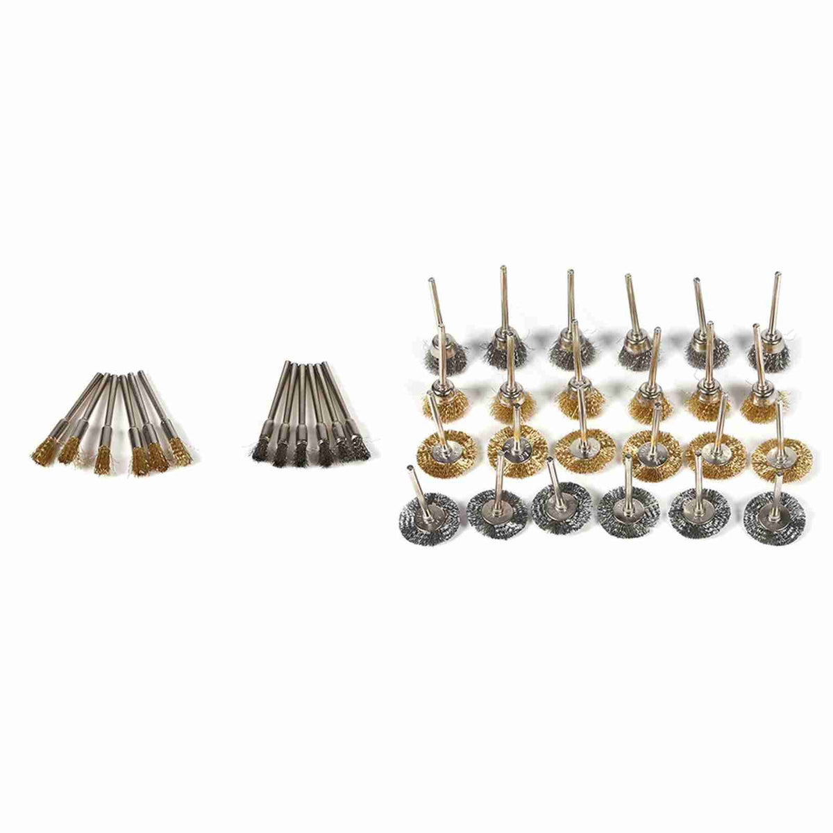 36pcs Brass Steel Wire Brush Set Pen Cup Wheel Shaped Polishing Cleaning Rotary Tools Full Kit