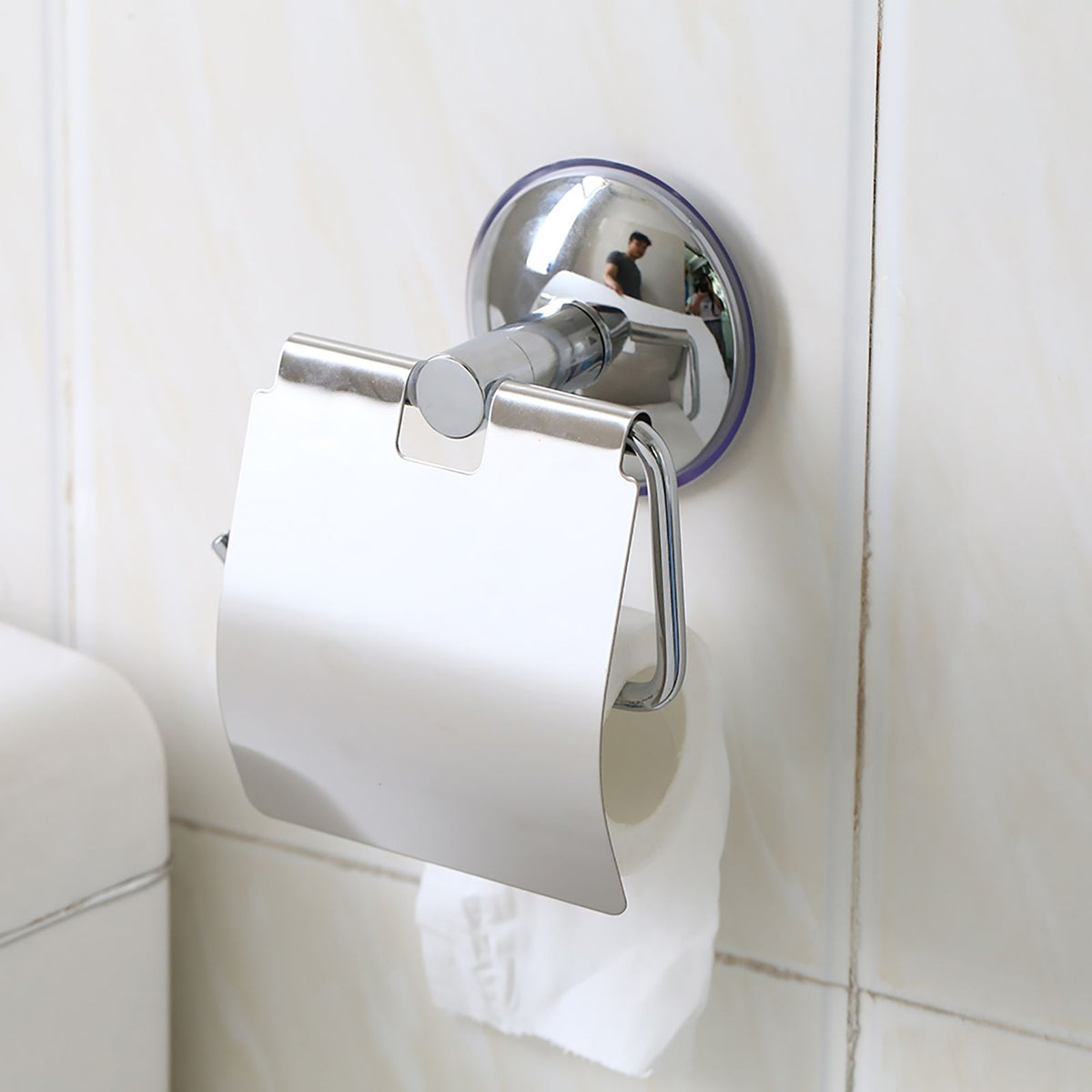 1Pc Stainless Steel Bathroom Toilet Wall Mounted Suction Paper Roll Holder Tissue Rack New