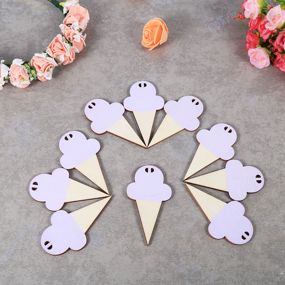 10Pcs Ice Cream Shape Wooden Hanging Garland Nursery Children Bedroom Wall Decorations (Purple)