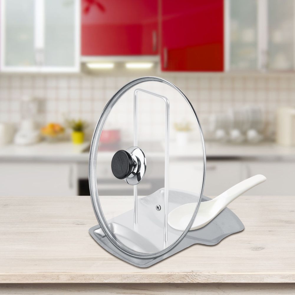 1Pc Home Kitchen Stainless Steel Spoon Holder Pot Lid Shelf Cooking Rack Pan Cover Stand Hot