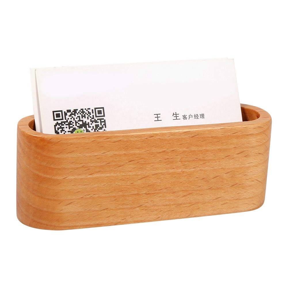 1Pc Creative Wooden Business Card Holder Case Storage Box Organizer Office Desktop Ornaments