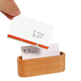 1Pc Creative Wooden Business Card Holder Case Storage Box Organizer Office Desktop Ornaments - Top-Down View
