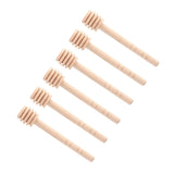 50Pcs/set Household Wooden Jam Honey Dipper Jar Dispensing Collecting Stirring Rod Stick 10cm - Side View