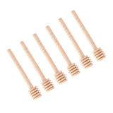 50Pcs/set Household Wooden Jam Honey Dipper Jar Dispensing Collecting Stirring Rod Stick 10cm - Low Angle