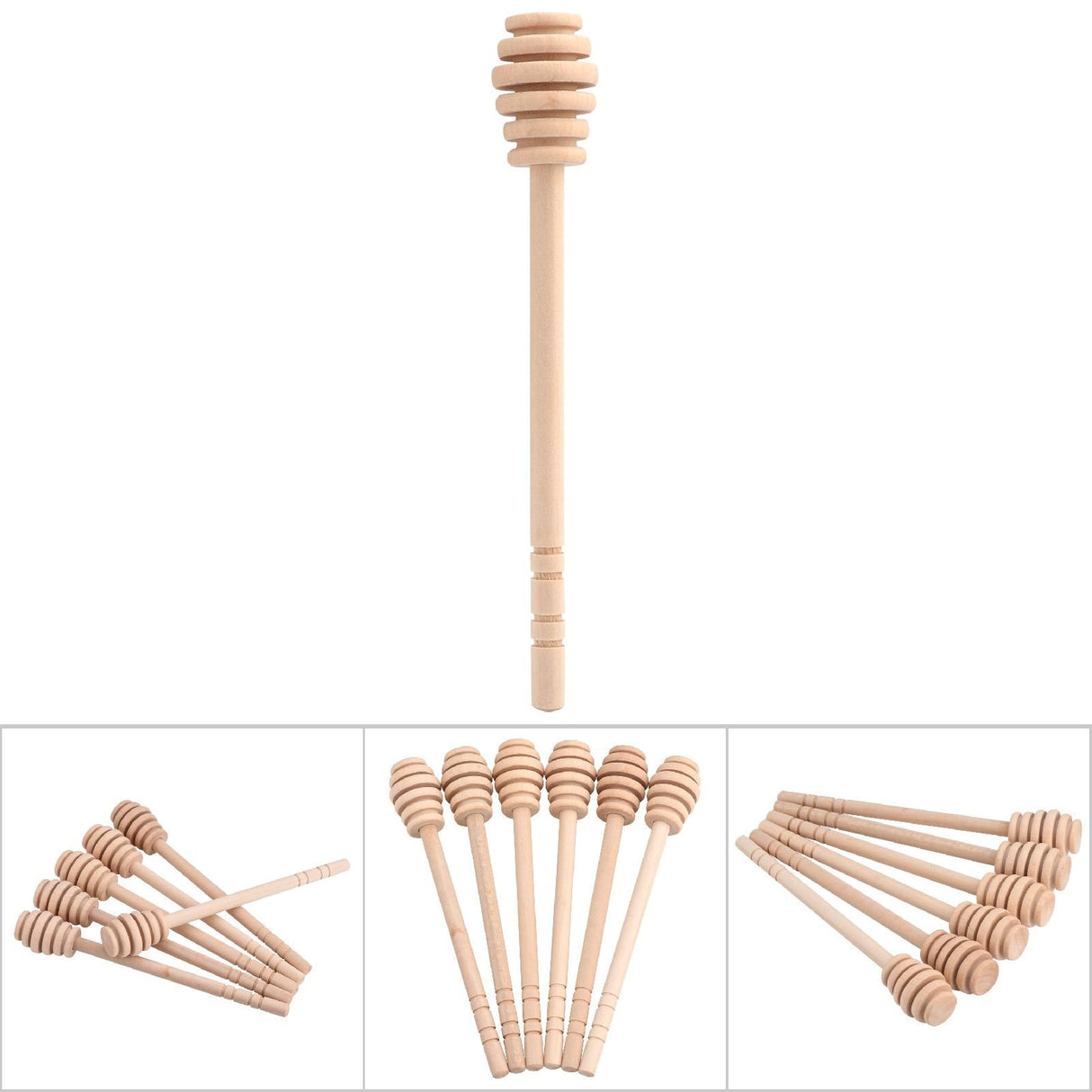 50Pcs/set Household Wooden Jam Honey Dipper Jar Dispensing Collecting Stirring Rod Stick 16cm