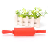 New NOn stick Silicone Rolling Pin Pastry Dough Roller Baking Tool with Plastic Handle Red