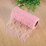10 Yard Long Wedding Party Decoration Table Runner Chair Sash Floral Lace Tulle Roll (Pink) - Side View