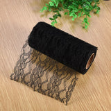 10 Yard Long Wedding Party Decoration Table Runner Chair Sash Floral Lace Tulle Roll (Black) - Side View