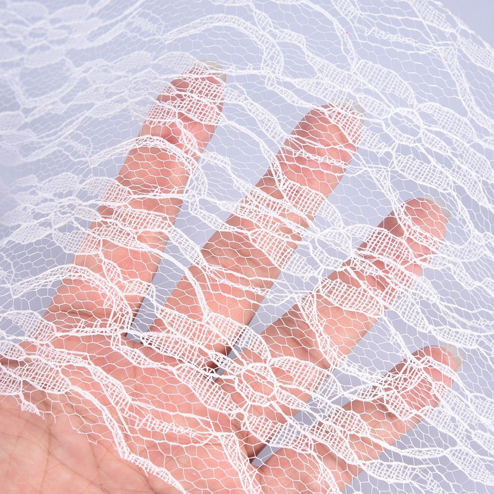 10 Yard Long Wedding Party Decoration Table Runner Chair Sash Floral Lace Tulle Roll (White)