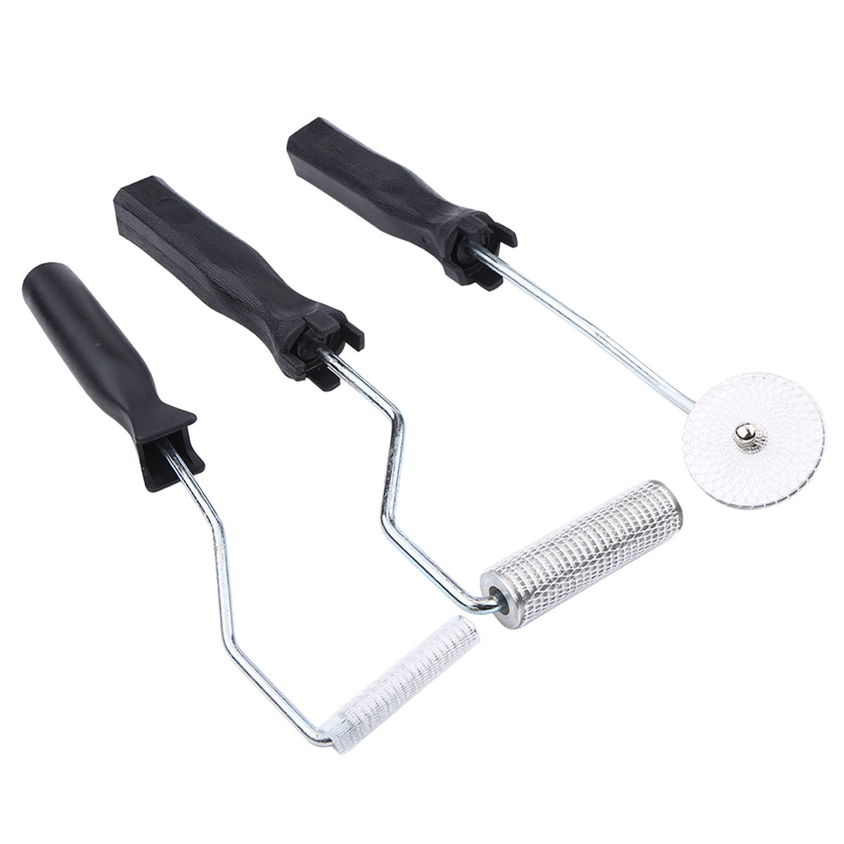 3Pcs/set Aluminum Alloy Fiberglass Bubble Paddle Tool Laminating Roller Kit for FRP Mould(Sawtooth)