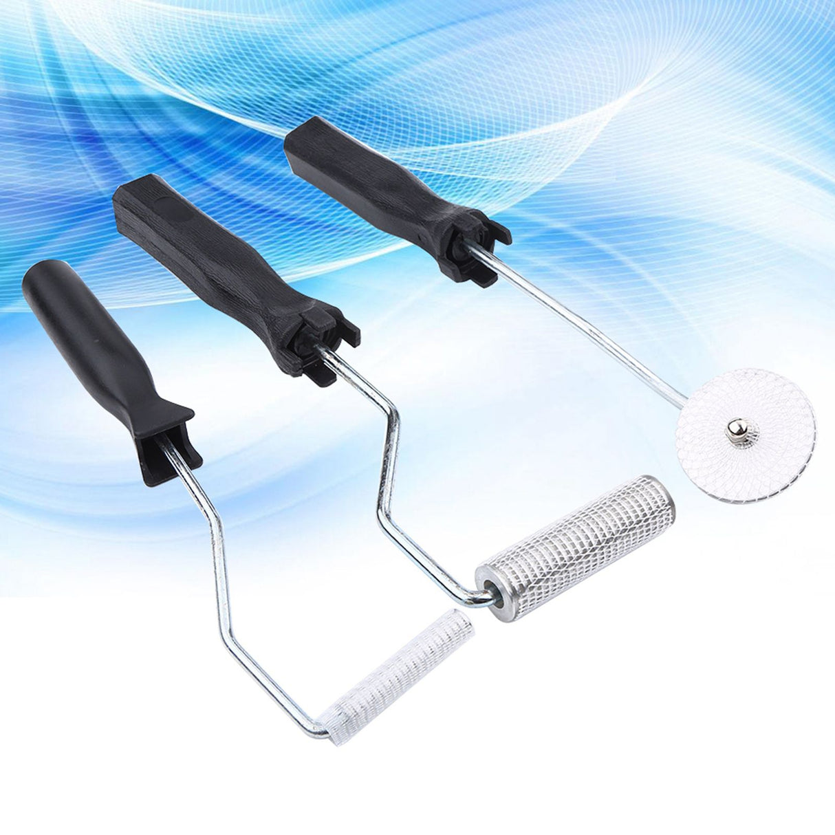 3Pcs/set Aluminum Alloy Fiberglass Bubble Paddle Tool Laminating Roller Kit for FRP Mould(Sawtooth)