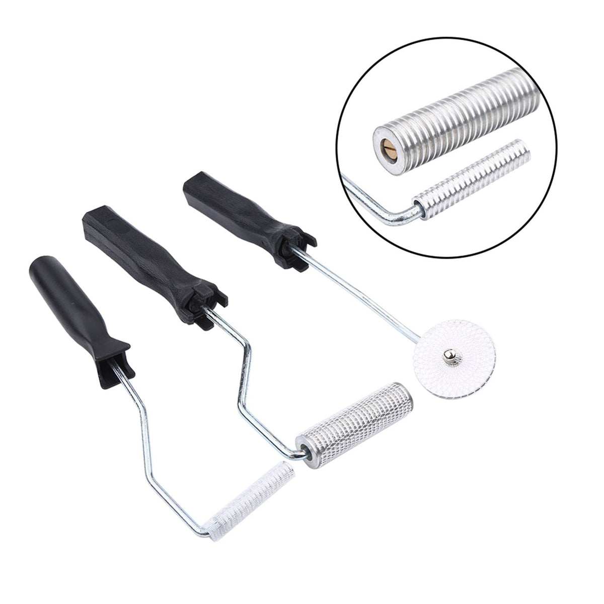 3Pcs/set Aluminum Alloy Fiberglass Bubble Paddle Tool Laminating Roller Kit for FRP Mould(Sawtooth)